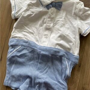 Mayoral White and Blue Baby Romper